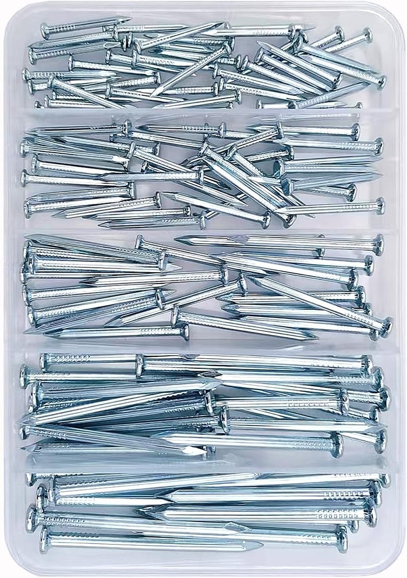 Eloogaa 5 Sizes Wall Nails Assortment Kit,Up to 2-3/8inch Long Nails for Hanging Pictures, Galvanized Hardware Nails,Good Hardness Wall Nails,Drywall Nails - Image 1
